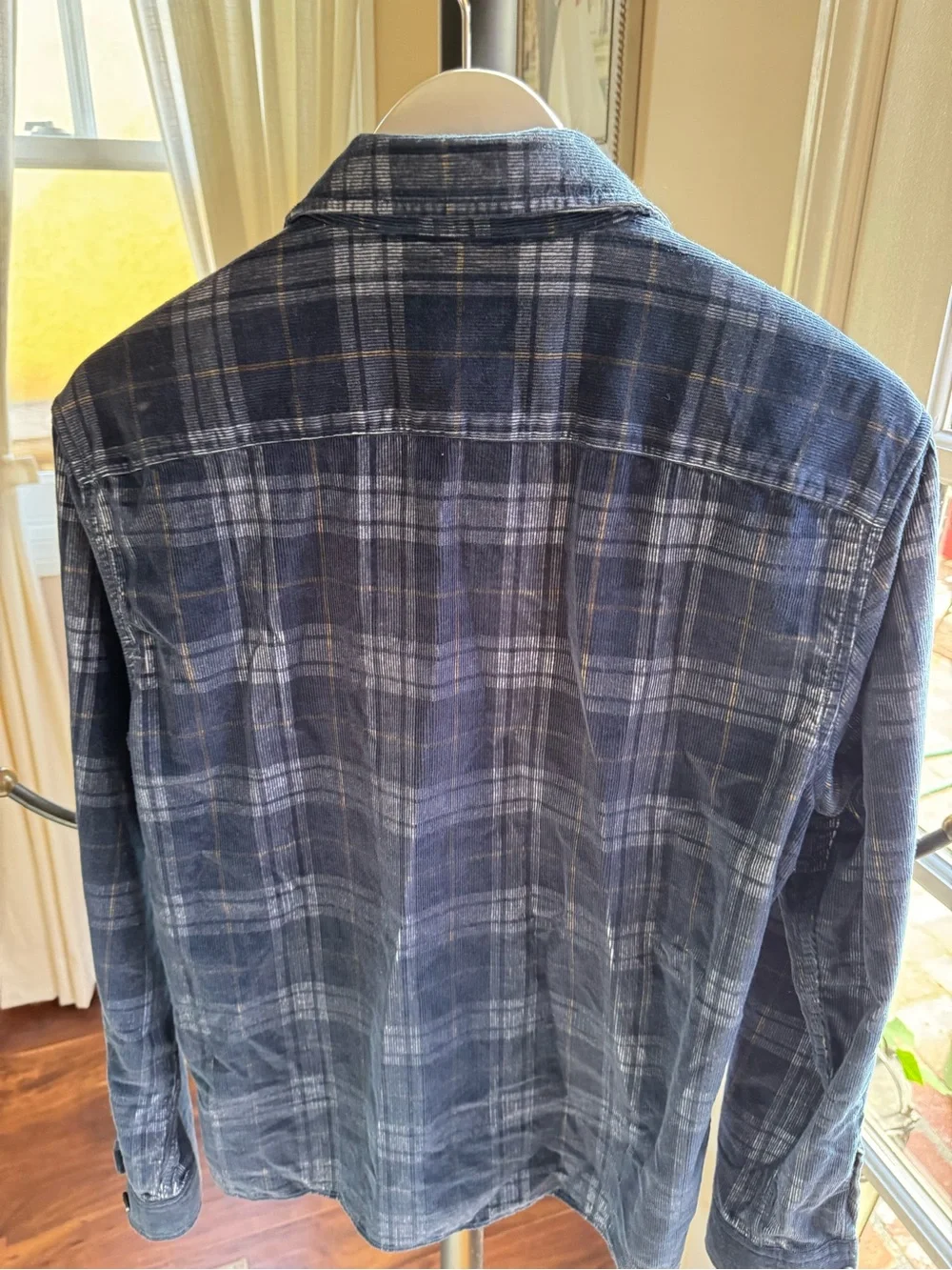 Banana Republic Men's Blue Plaid Button-Up Jacket corduroy Size Small
